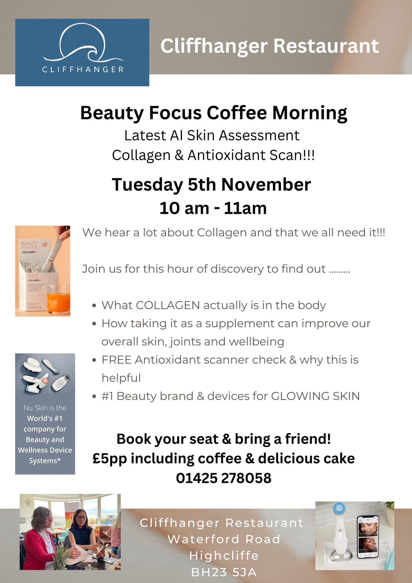 Beauty Focus Coffee Morning – Tuesday 5th November – £5pp Inc. Coffee & Cake